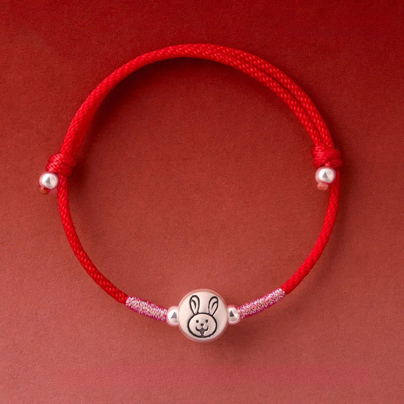 Bracelet porte-bonheur en argent sterling 999 et fil rouge, orné de Buddha Stones l'année du Cheval - Bracelet lapin rouge (Tour de poignet : 14-18 cm) - image 23