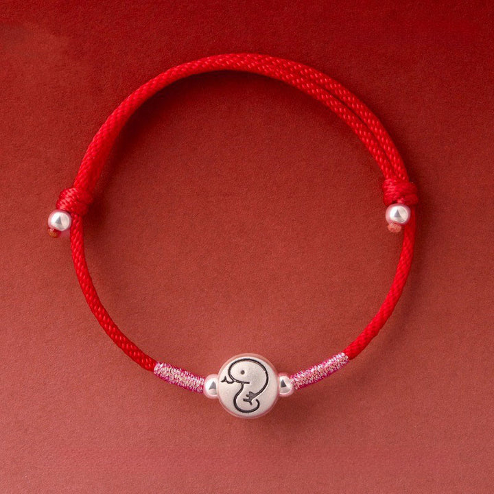 Bracelet porte-bonheur en argent sterling 999 et fil rouge, orné de Buddha Stones l'année du Cheval - Cordon serpent rouge (Tour de poignet : 14-18 cm) - image 27