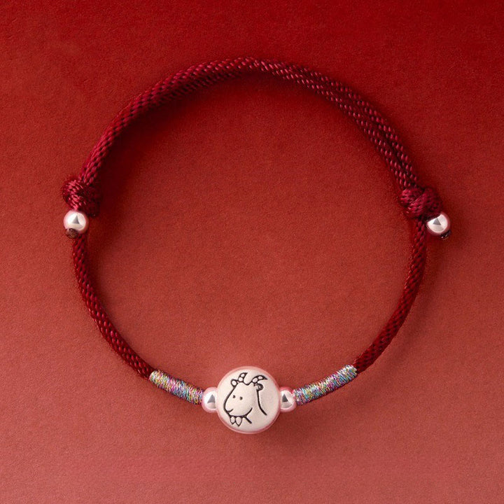 Bracelet porte-bonheur en argent sterling 999 et fil rouge, orné de Buddha Stones l'année du Cheval - Cordon rouge foncé pour chèvre (Tour de poignet : 14-18 cm) - image 28