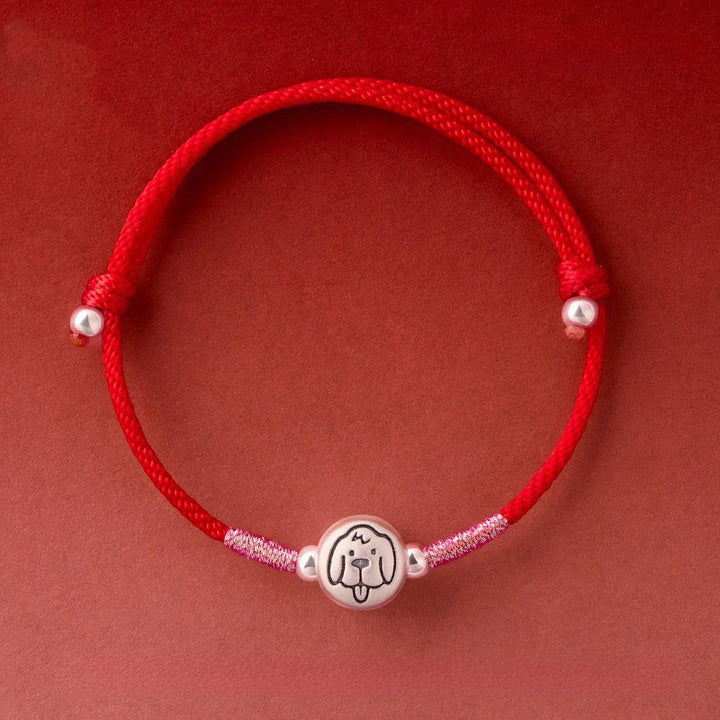 Bracelet porte-bonheur en argent sterling 999 et fil rouge, orné de Buddha Stones l'année du Cheval - Cordon rouge pour chien (Tour de poignet : 14-18 cm) - image 35