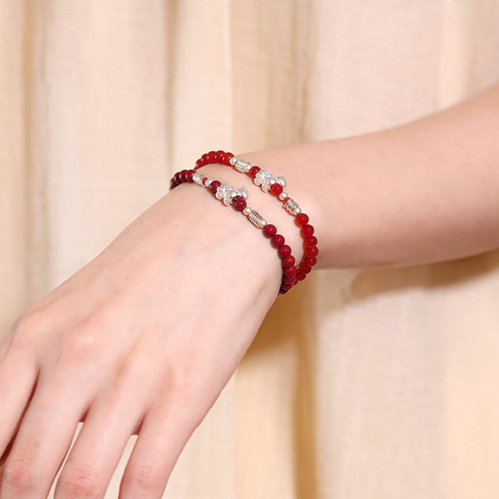 Bracelet en argent sterling 999 et cinabre, orné de Buddha Stones et symbole de l'année du Cheval, en agate rouge et cinabre, symbole de sérénité. - image 16