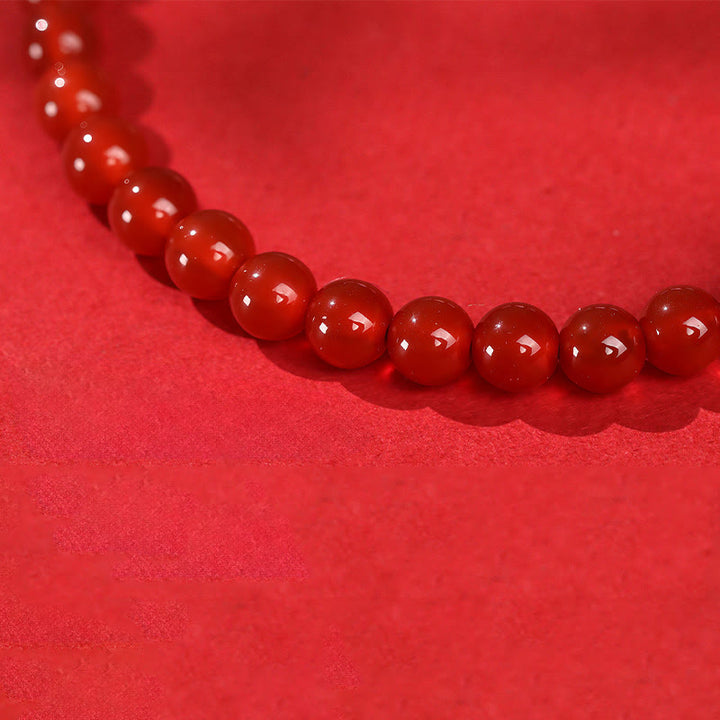 Bracelet en argent sterling 999 et cinabre, orné de Buddha Stones et symbole de l'année du Cheval, en agate rouge et cinabre, symbole de sérénité. - image 12