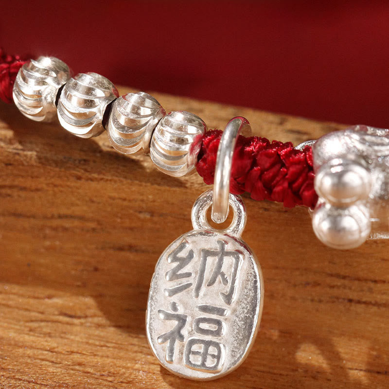 Bracelet de concentration en Buddha Stones, année du Cheval, cinabre, jade Hetian, argent sterling 999 et cordon rouge - image 13
