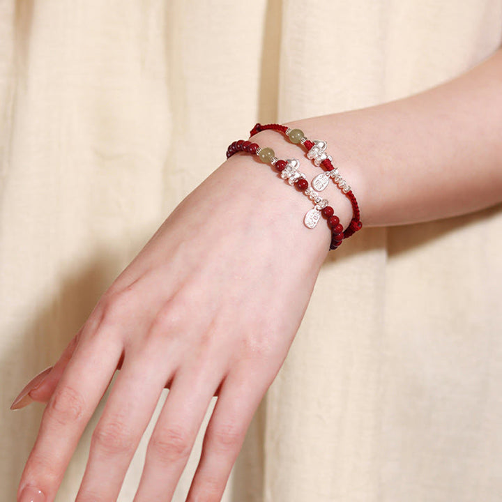 Bracelet de concentration en Buddha Stones, année du Cheval, cinabre, jade Hetian, argent sterling 999 et cordon rouge - image 16