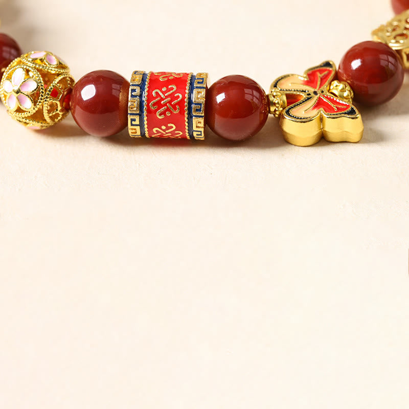 Bracelet de succès en agate rouge du Sud, pierre de soleil et tourmaline, orné de Buddha Stones l'année du Cheval. - image 4