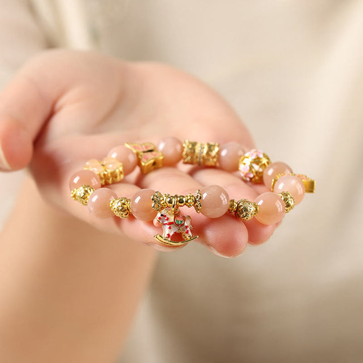 Bracelet de succès en agate rouge du Sud, pierre de soleil et tourmaline, orné de Buddha Stones l'année du Cheval. - image 10