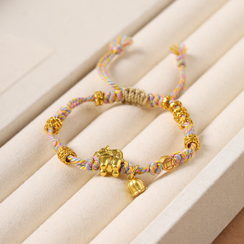 Bracelet en cuivre tressé tibétain, symbole de richesse, orné de Buddha Stones l'année du Cheval - image 10