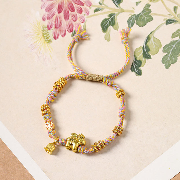 Bracelet en cuivre tressé tibétain, symbole de richesse, orné de Buddha Stones l'année du Cheval - image 2