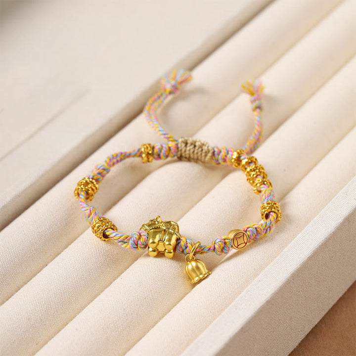 Bracelet en cuivre tressé tibétain, symbole de richesse, orné de Buddha Stones l'année du Cheval - image 3