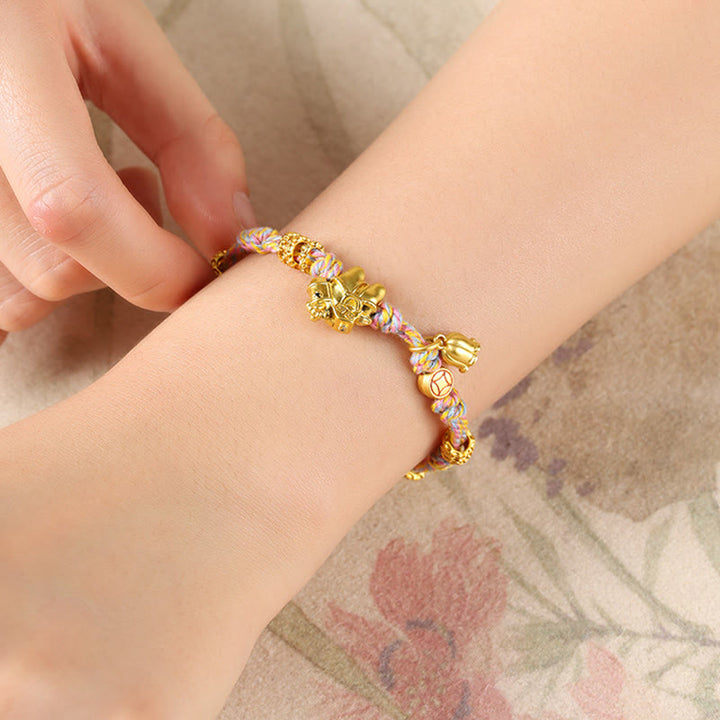 Bracelet en cuivre tressé tibétain, symbole de richesse, orné de Buddha Stones l'année du Cheval - image 12