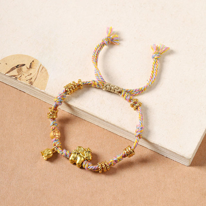 Bracelet en cuivre tressé tibétain, symbole de richesse, orné de Buddha Stones l'année du Cheval - image 9