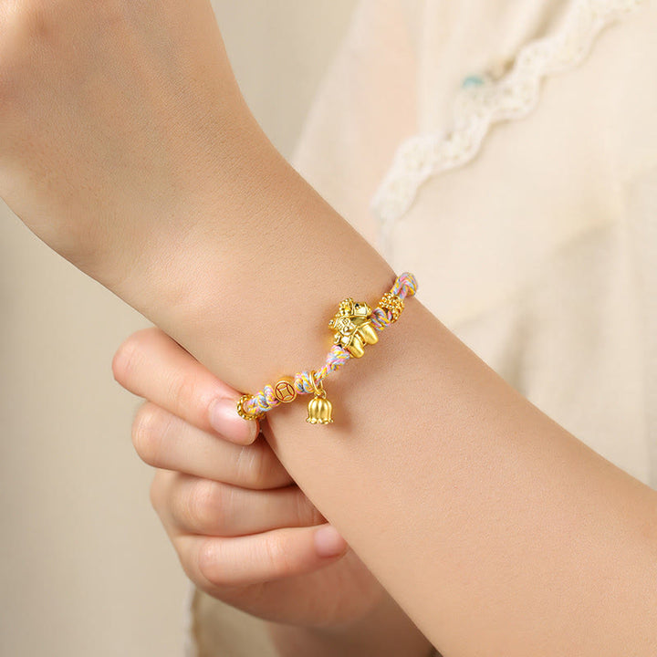 Bracelet en cuivre tressé tibétain, symbole de richesse, orné de Buddha Stones l'année du Cheval - image 4