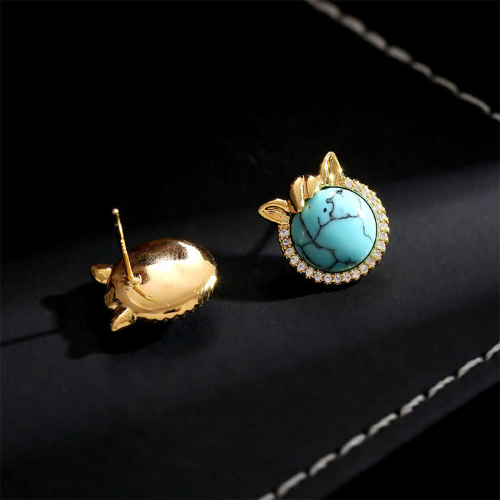 Boucles d'oreilles équilibre en cuivre turquoise et Buddha Stones, en forme d'oreille de cheval - image 7