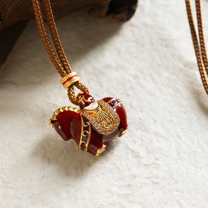Pendentifs en cuivre Buddha Stones Année du Cheval pour collier d'équilibre - image 2