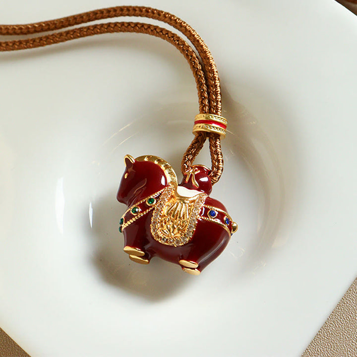 Pendentifs en cuivre Buddha Stones Année du Cheval pour collier d'équilibre - image 5