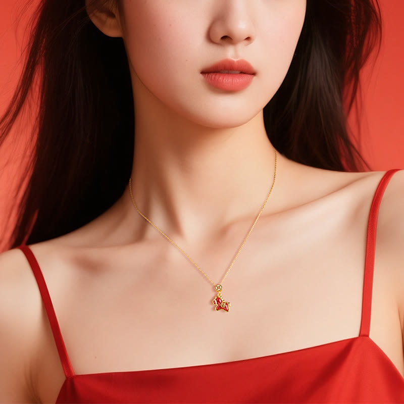 Pendentifs en argent sterling 925 et agate rouge, ornés d'une pièce de cuivre et de pierres de Buddha Stones de l'année du Cheval. - image 2