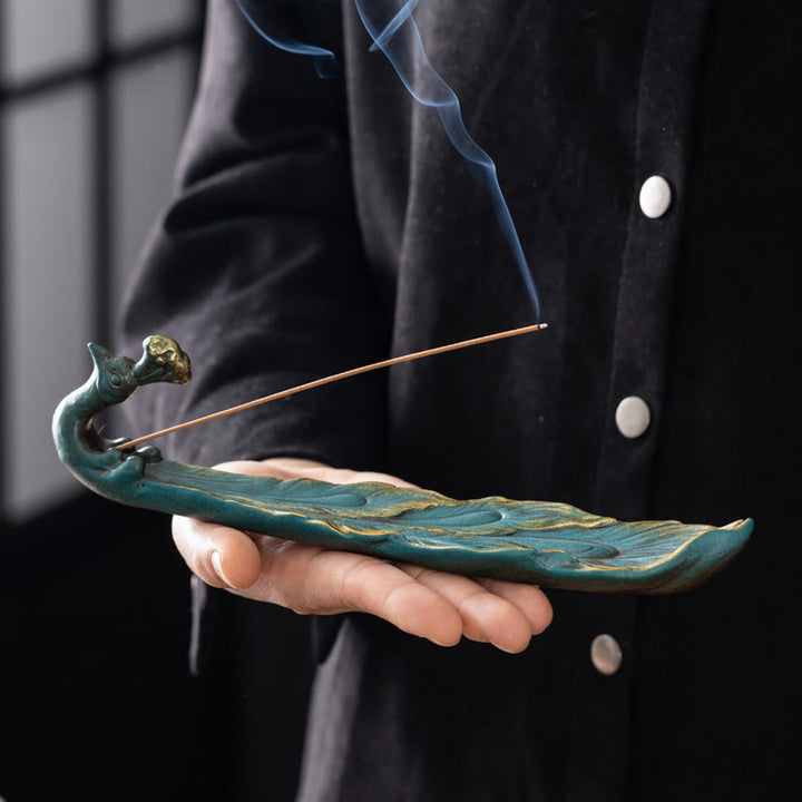 Brûleur d'encens porte-bonheur en forme de paon, Buddha Stones - image 5