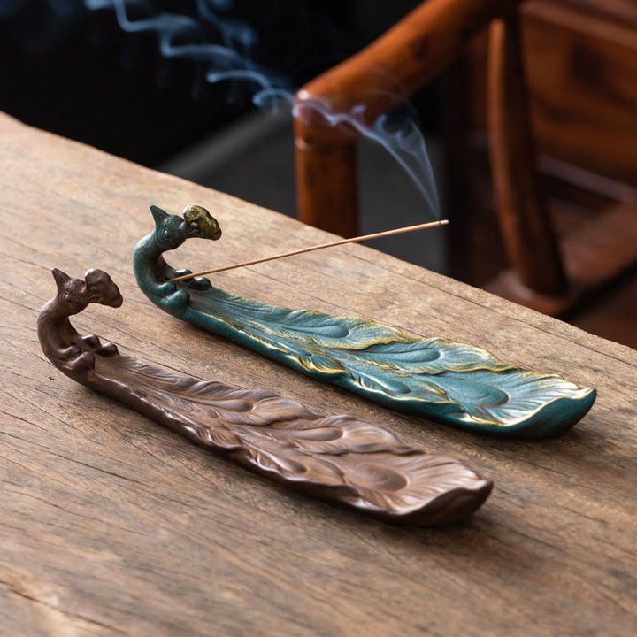 Brûleur d'encens porte-bonheur en forme de paon, Buddha Stones - image 0