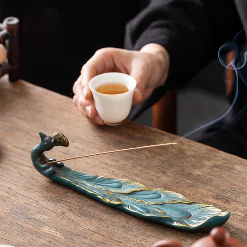 Brûleur d'encens porte-bonheur en forme de paon, Buddha Stones - image 3