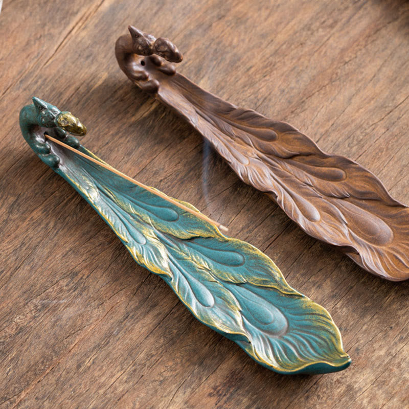 Brûleur d'encens porte-bonheur en forme de paon, Buddha Stones - image 11