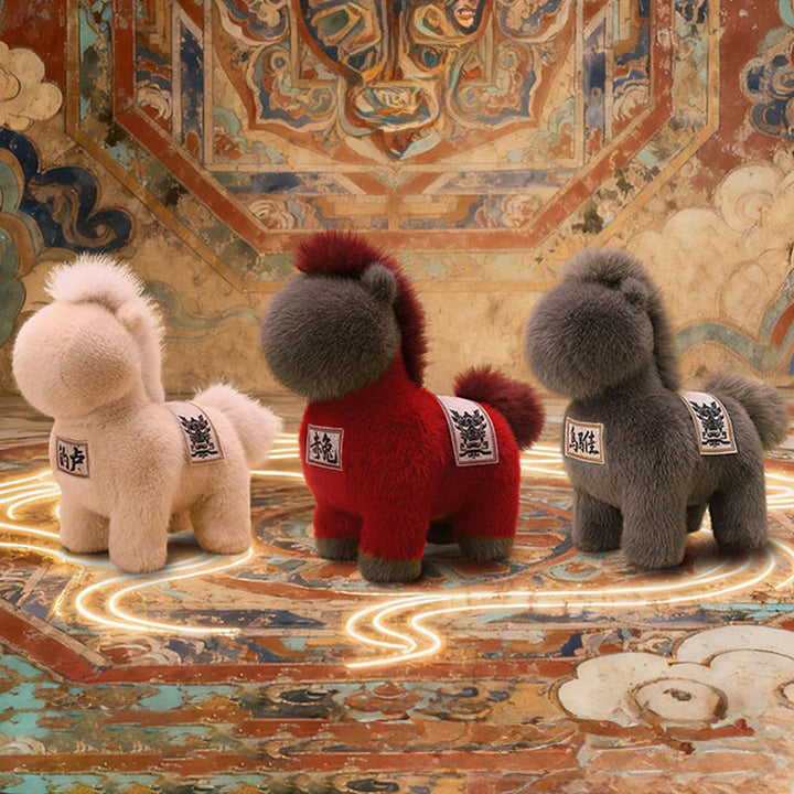 Tapis de selle brodé en forme de Buddha Stones, année du Cheval, peluche décorative pour la maison - image 14