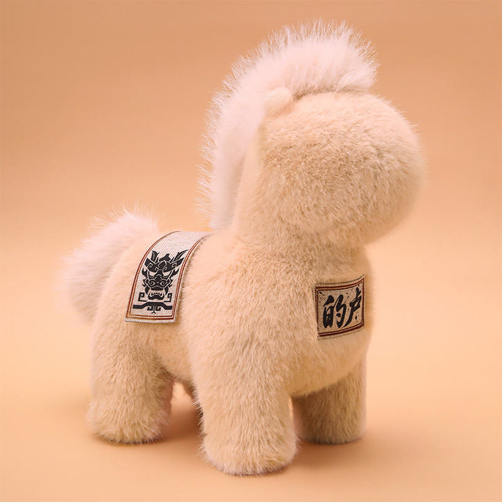Tapis de selle brodé en forme de Buddha Stones, année du Cheval, peluche décorative pour la maison - Beige - 55*52*55cm - image 5
