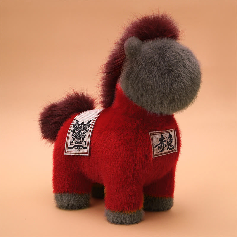 Tapis de selle brodé en forme de Buddha Stones, année du Cheval, peluche décorative pour la maison - Rouge - 55*52*55cm - image 1