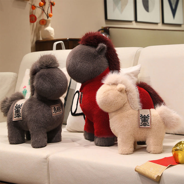 Tapis de selle brodé en forme de Buddha Stones, année du Cheval, peluche décorative pour la maison - image 11