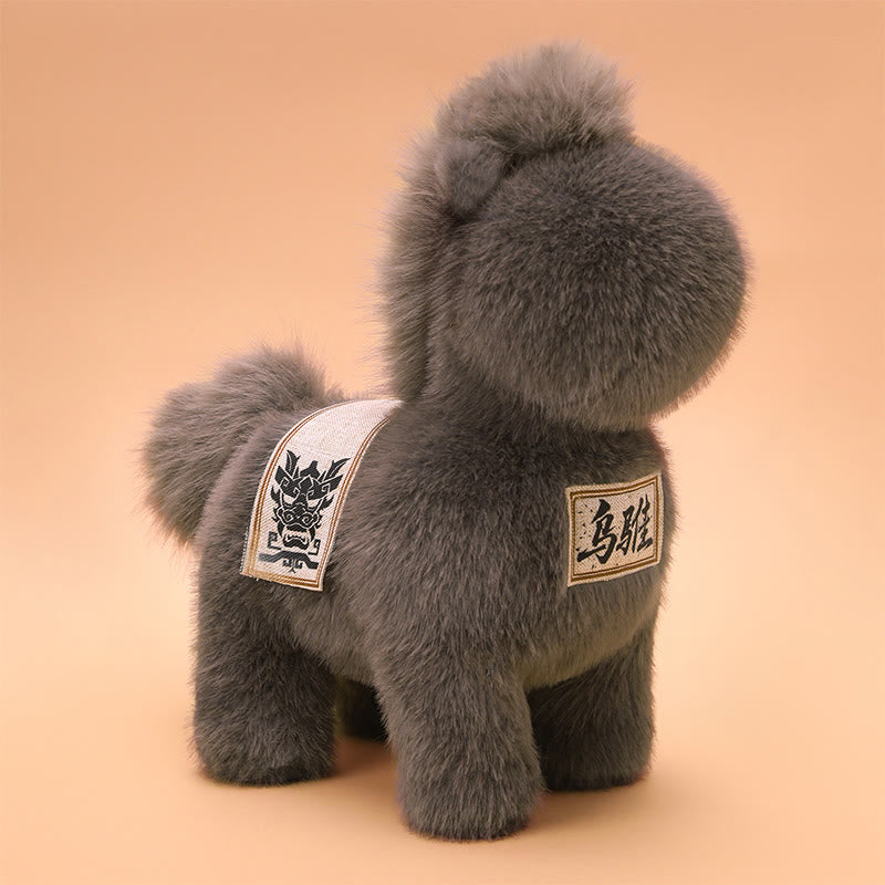 Tapis de selle brodé en forme de Buddha Stones, année du Cheval, peluche décorative pour la maison - Gris - 55*52*55cm - image 8