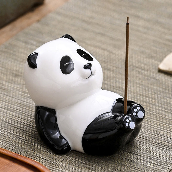 Brûleur d'encens décoratif en forme de panda et de Buddha Stones - Panda aux pattes croisées (8,5*6*7 cm) - image 10