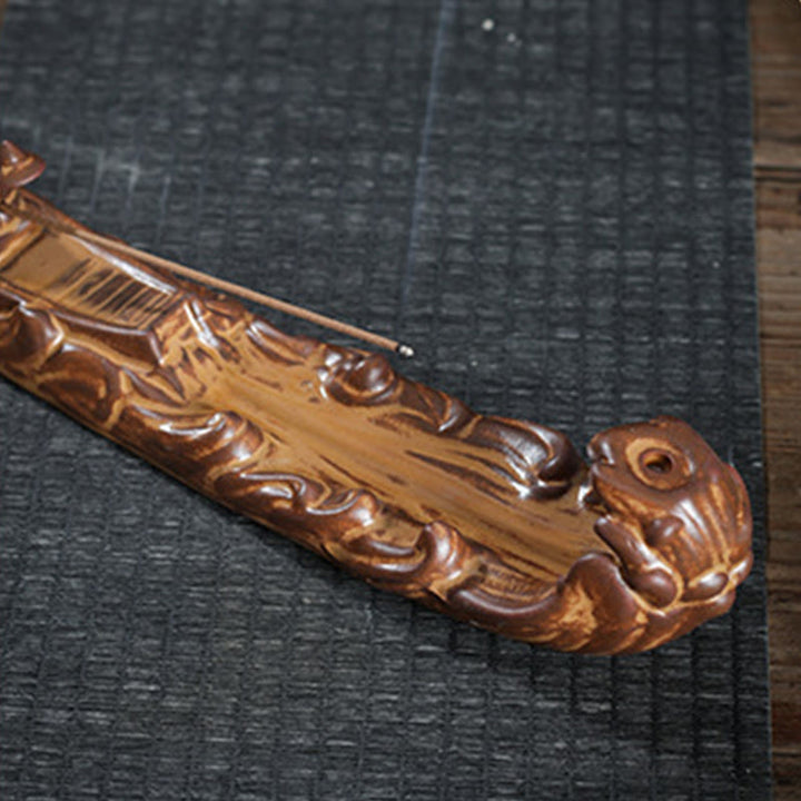 Brûleur d'encens en forme de petit bateau en Buddha Stones et de cigale - image 4