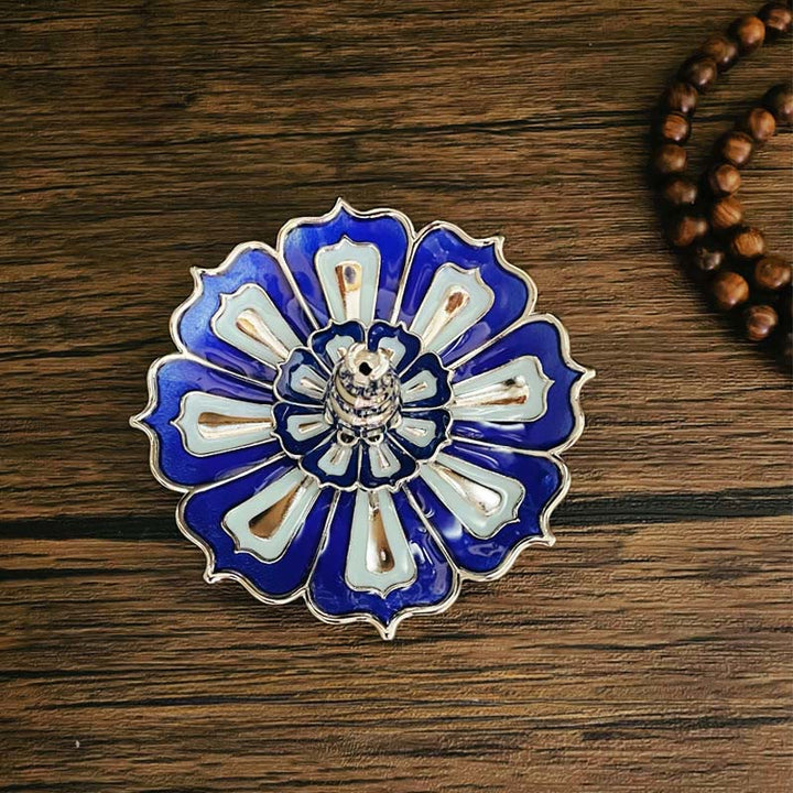 Brûleur d'encens en forme de lotus et de Buddha Stones - Lotus bleu (8,8 x 3,2 cm) - image 1