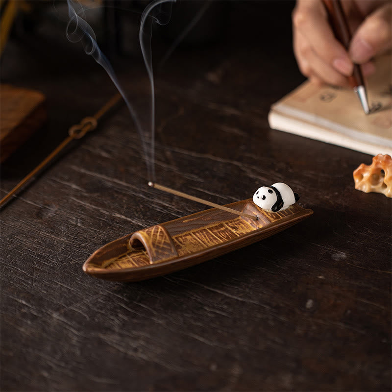 Brûleur d'encens décoratif pour la maison en forme de panda et de Buddha Stones - image 1