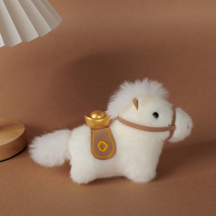 Buddha Stones Année du Cheval Lingot d'or Couleur unie Peluche Poney Décoration à suspendre - image 2