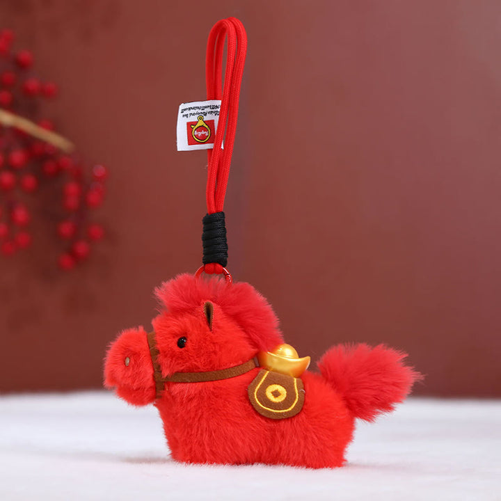 Buddha Stones Année du Cheval Lingot d'or Couleur unie Peluche Poney Décoration à suspendre - Corde de cheval rouge - image 25