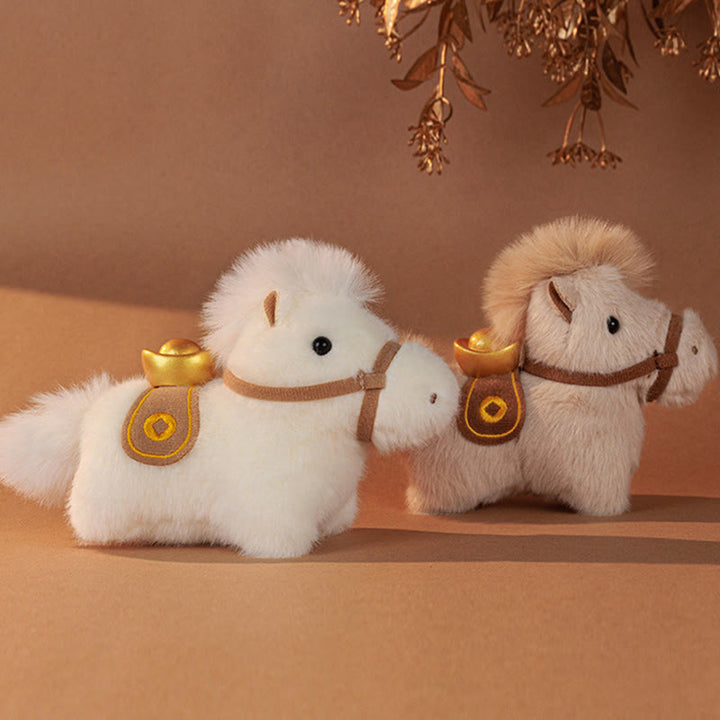 Buddha Stones Année du Cheval Lingot d'or Couleur unie Peluche Poney Décoration à suspendre - image 15