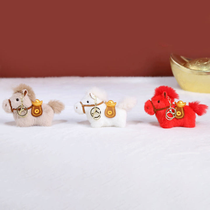 Buddha Stones Année du Cheval Lingot d'or Couleur unie Peluche Poney Décoration à suspendre - image 29