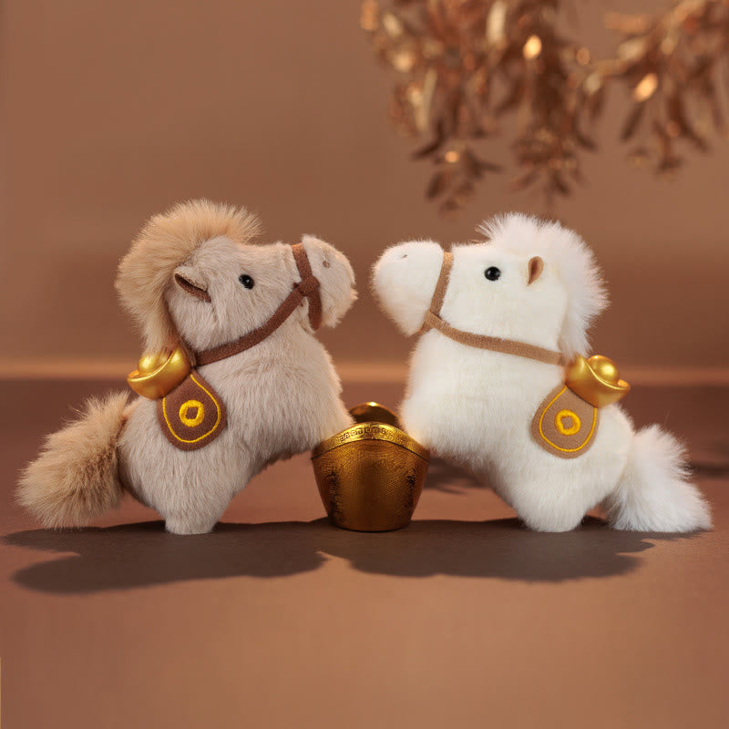 Buddha Stones Année du Cheval Lingot d'or Couleur unie Peluche Poney Décoration à suspendre - image 0