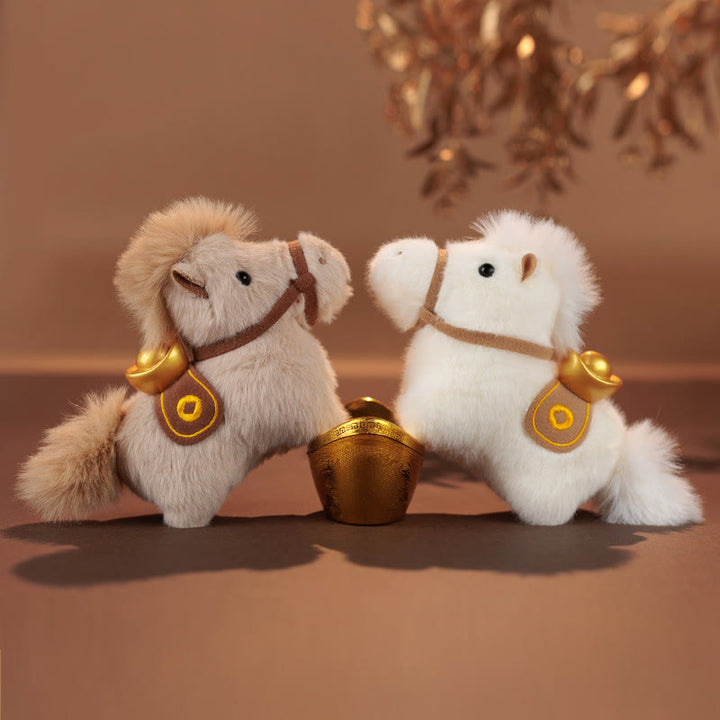 Buddha Stones Année du Cheval Lingot d'or Couleur unie Peluche Poney Décoration à suspendre - image 0