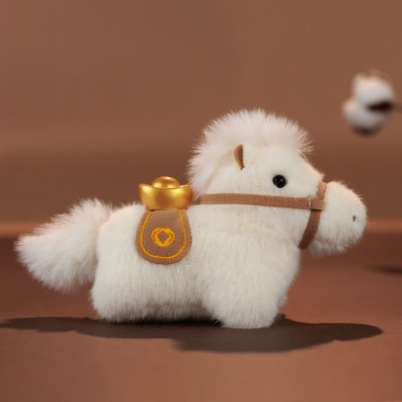 Buddha Stones Année du Cheval Lingot d'or Couleur unie Peluche Poney Décoration à suspendre - image 3