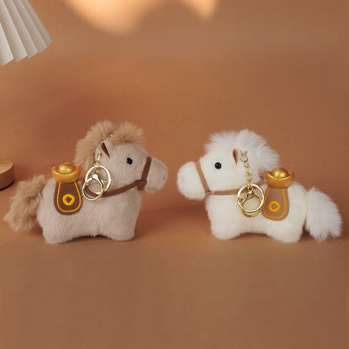 Buddha Stones Année du Cheval Lingot d'or Couleur unie Peluche Poney Décoration à suspendre - image 17