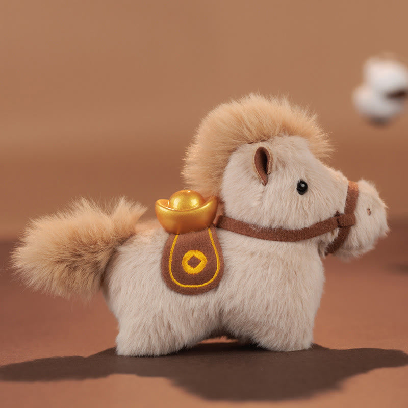 Buddha Stones Année du Cheval Lingot d'or Couleur unie Peluche Poney Décoration à suspendre - image 12