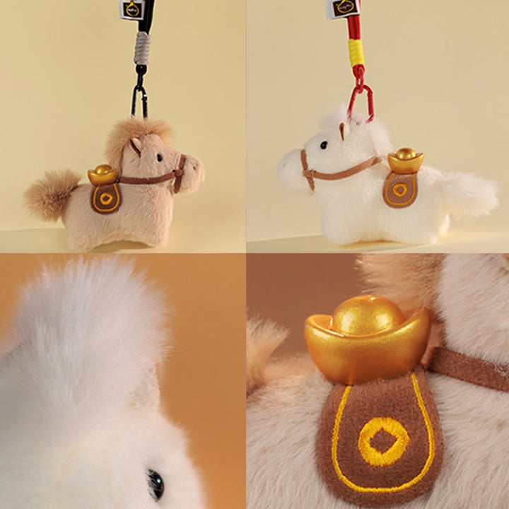 Buddha Stones Année du Cheval Lingot d'or Couleur unie Peluche Poney Décoration à suspendre - image 27