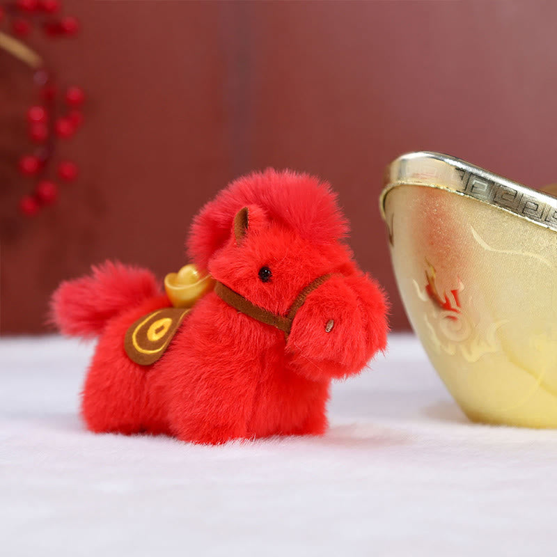 Buddha Stones Année du Cheval Lingot d'or Couleur unie Peluche Poney Décoration à suspendre - image 8