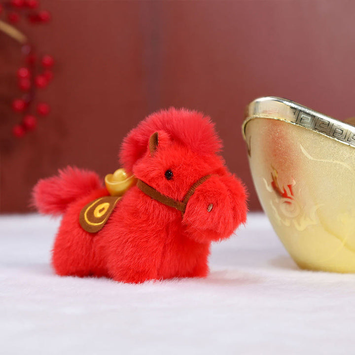 Buddha Stones Année du Cheval Lingot d'or Couleur unie Peluche Poney Décoration à suspendre - image 8