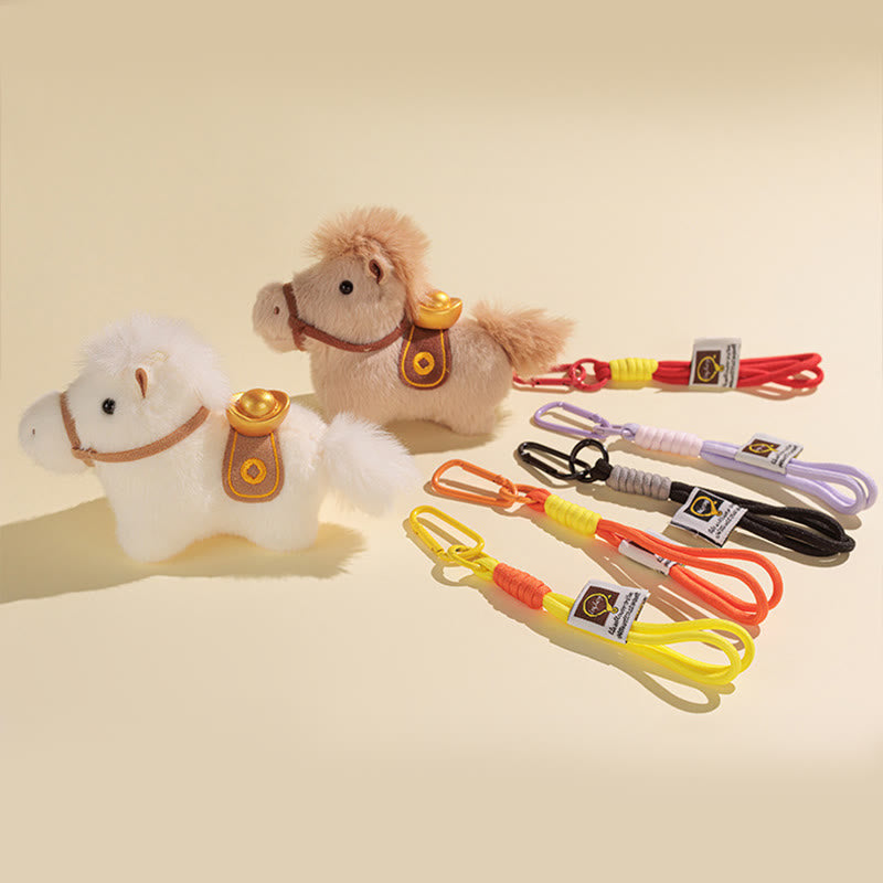 Buddha Stones Année du Cheval Lingot d'or Couleur unie Peluche Poney Décoration à suspendre - image 28