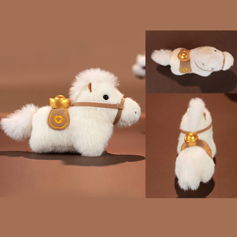 Buddha Stones Année du Cheval Lingot d'or Couleur unie Peluche Poney Décoration à suspendre - image 4