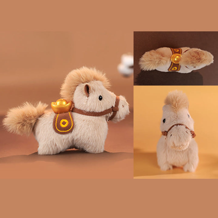 Buddha Stones Année du Cheval Lingot d'or Couleur unie Peluche Poney Décoration à suspendre - image 14