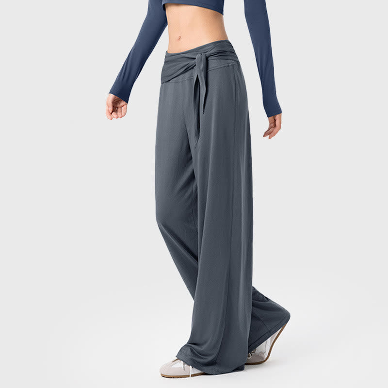 Pantalon de sport respirant à lacets pour femme Buddha Stones, jambes larges - Gris - US12，UK/AU16，EU44 (XL) - image 2