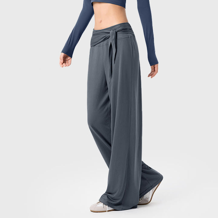 Pantalon de sport respirant à lacets pour femme Buddha Stones, jambes larges - Gris - US12，UK/AU16，EU44 (XL) - image 2